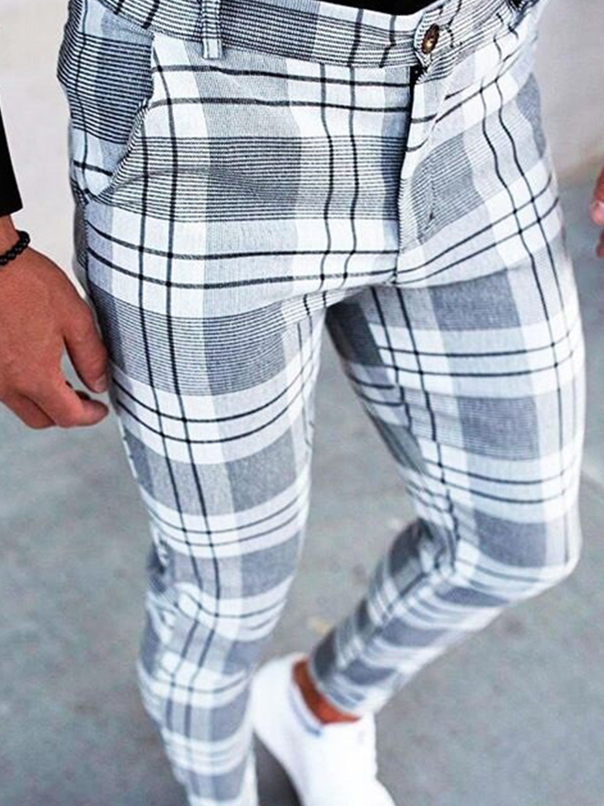 Plaid Print Men's Casual Trousers
