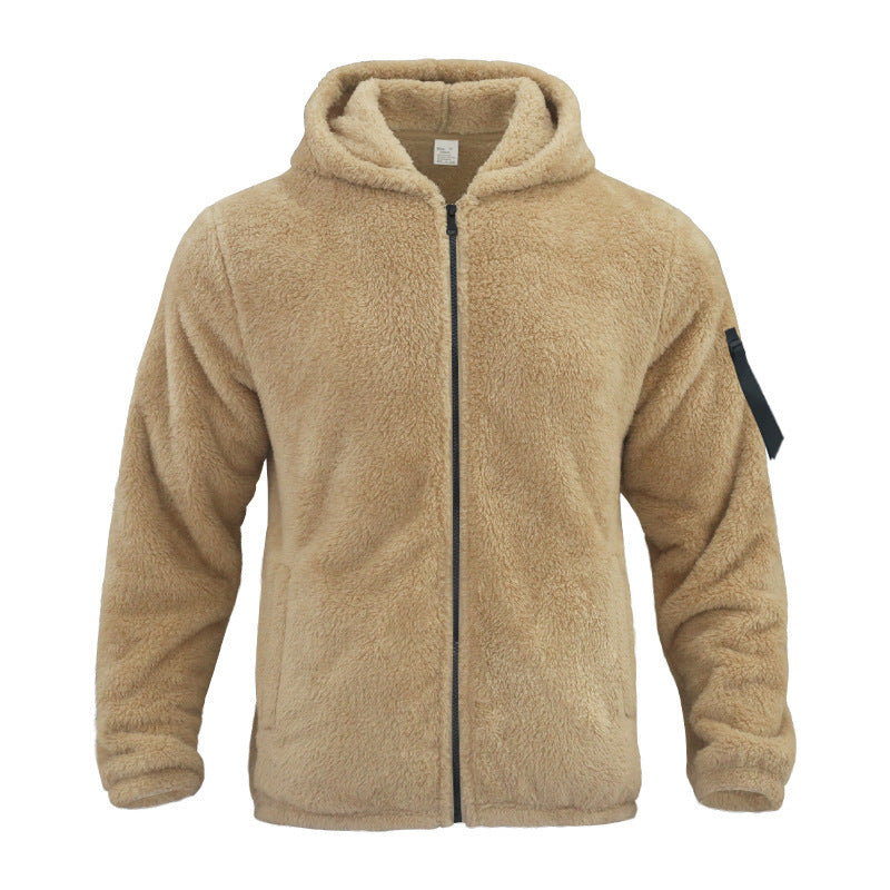 Plush Hooded Men's Fleece Double-sided Coat