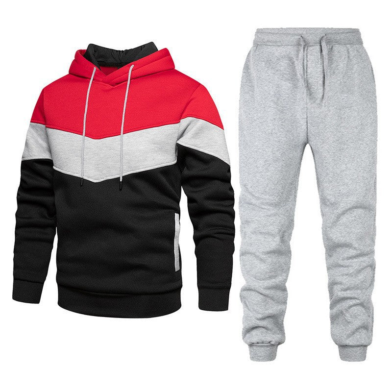 Autumn And Winter Sports Sweater Suit Men's Color Matching Hoodie Suit