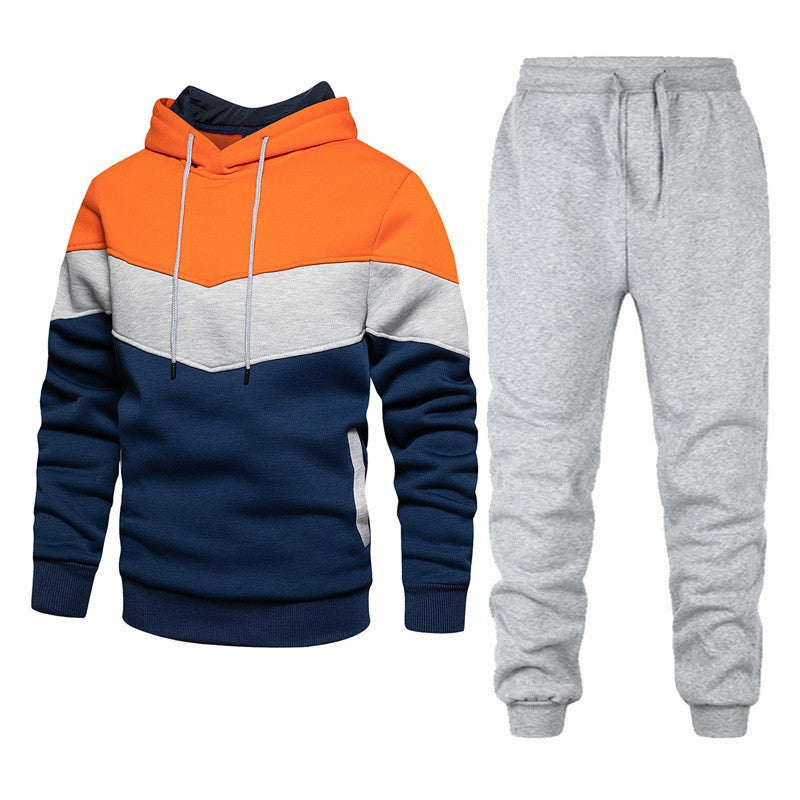 Autumn And Winter Sports Sweater Suit Men's Color Matching Hoodie Suit